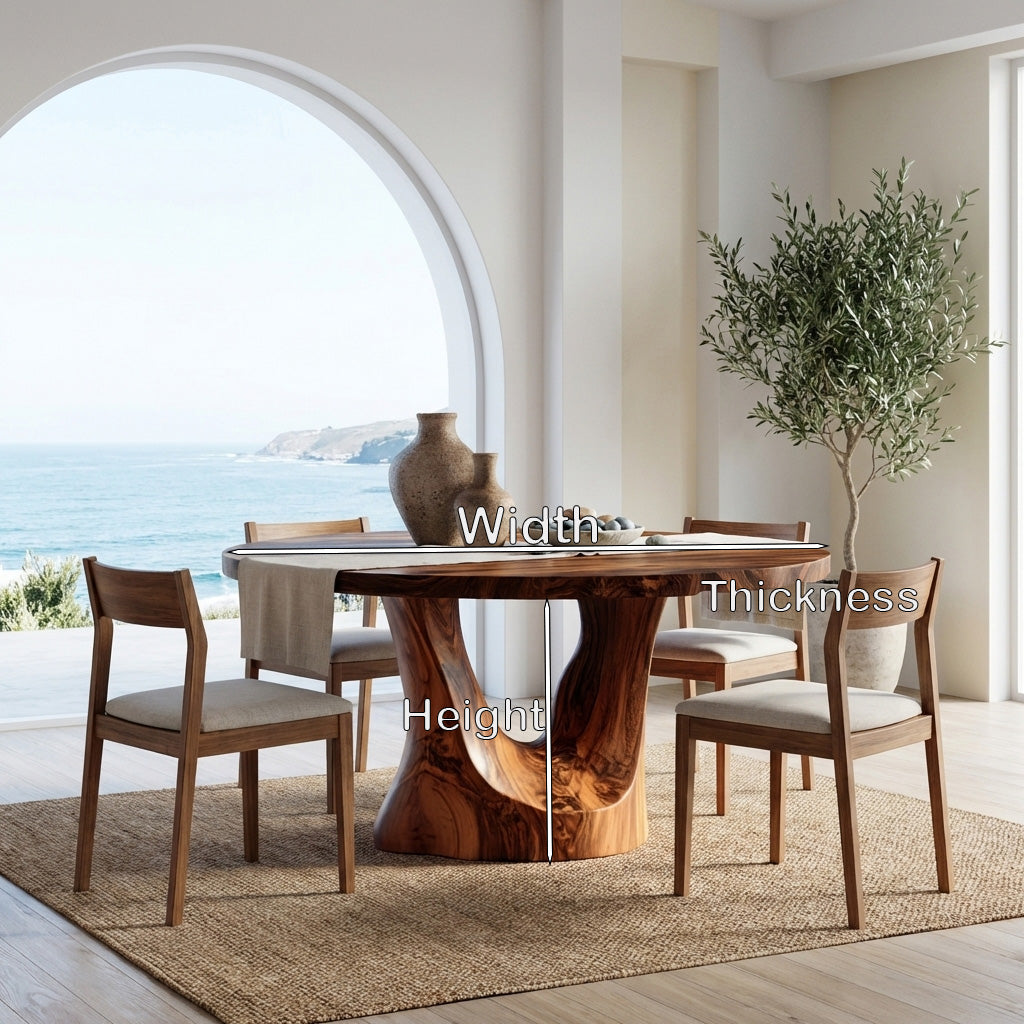 Farmhouse Round Wooden Dining Table For Dining Room
