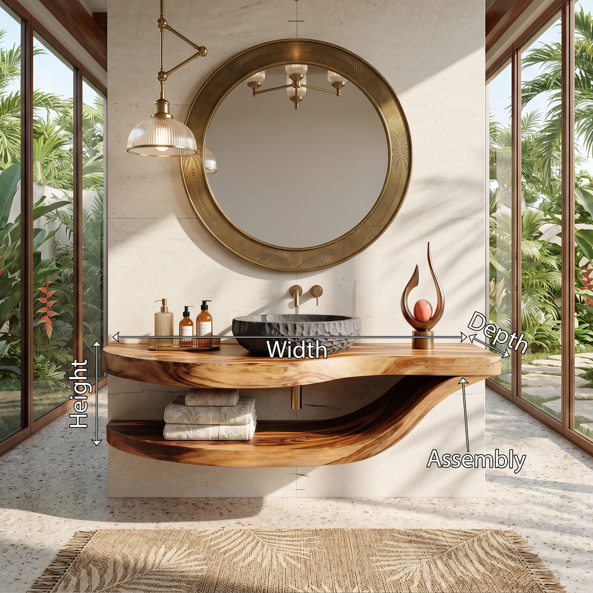 Luxury Open Shelf Vanity Cabinet Resort Suite
