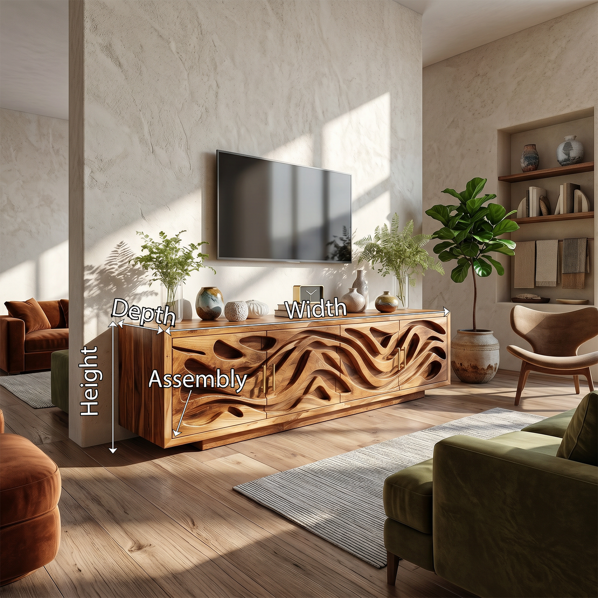 Mediterranean Coastal TV Stand For Santorini Style Bedroom