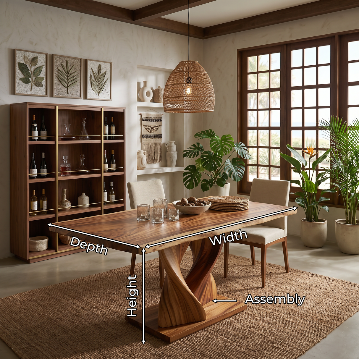 Boho Rectangular Feast Table For Coastal Dining Room