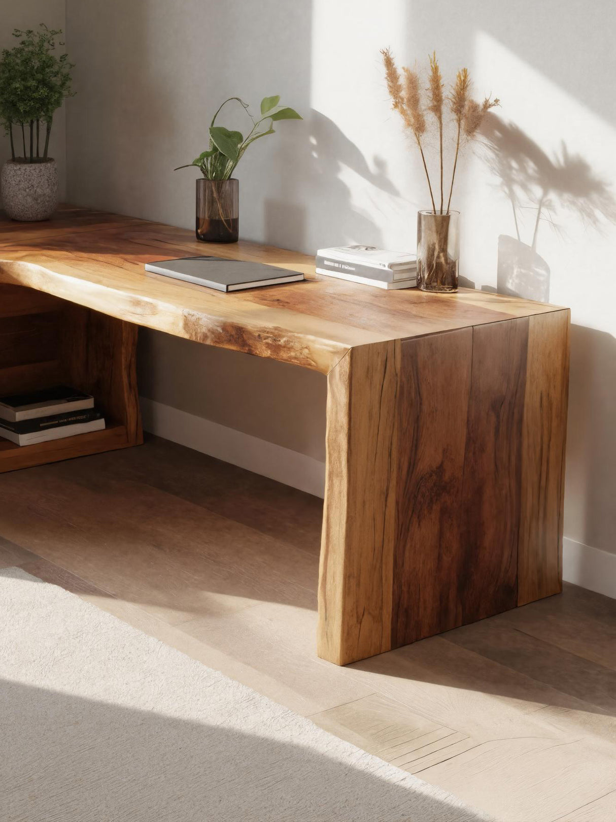 Modern Live Edge L Shaped Desk For Home Office