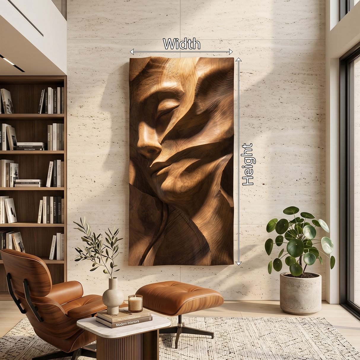 Sculpted Female Face Wood Wall Art Luxury Reading Room Decor