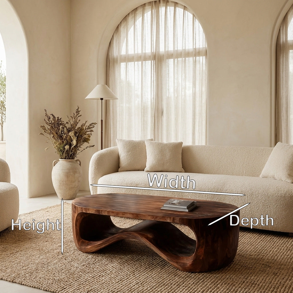 Modern Sculptural Wood Coffee Table For Living Room