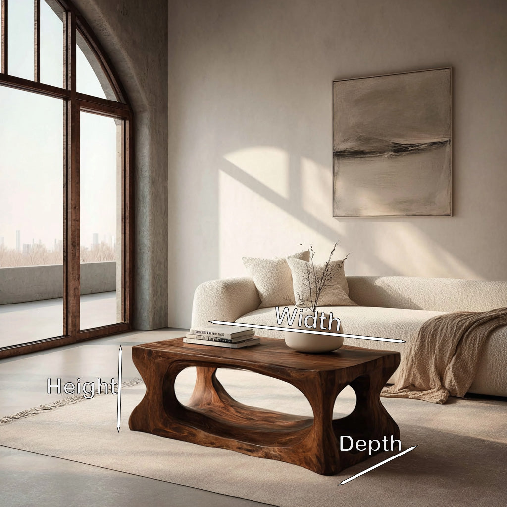 Organic Style Coffee Table Natural Wood For Living Room