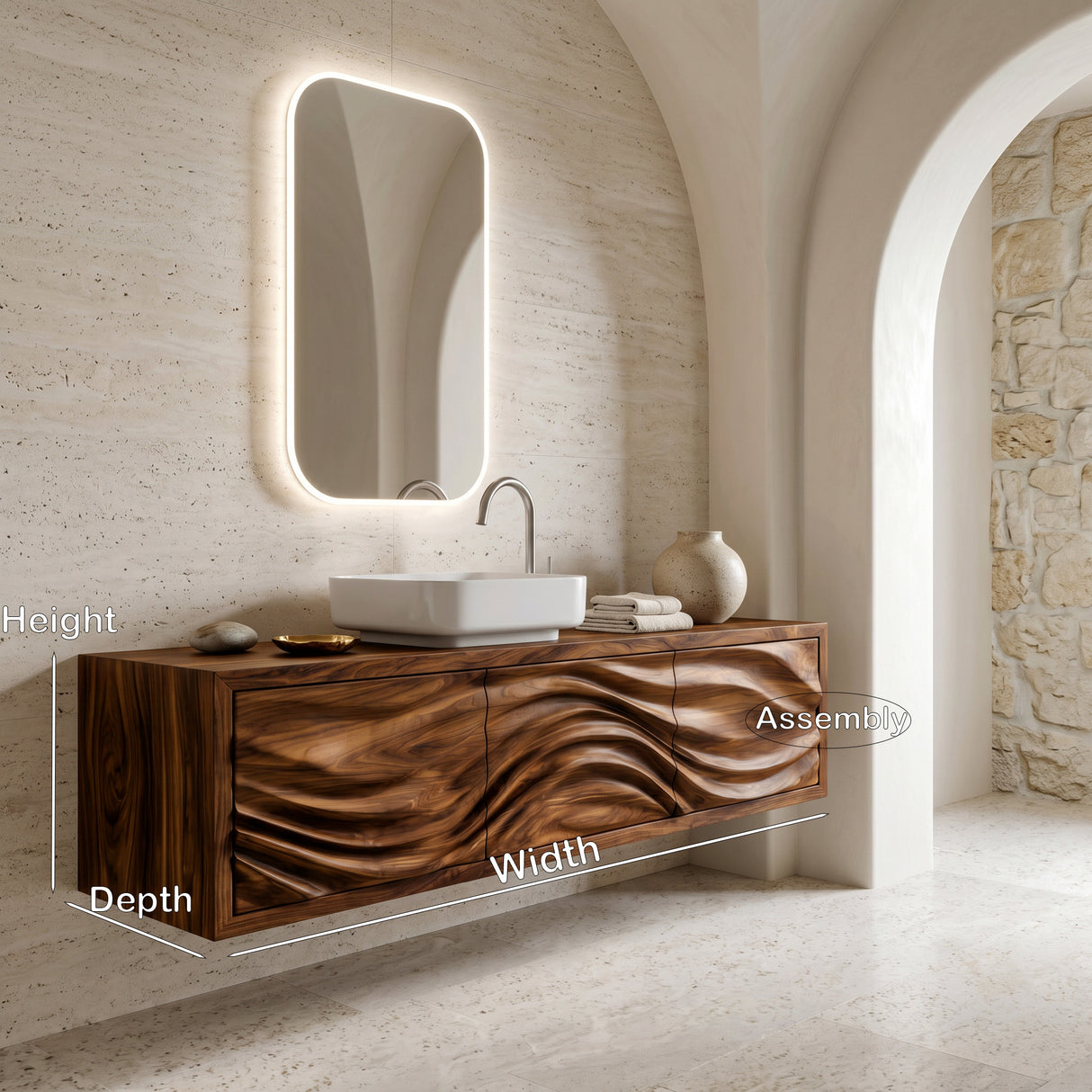 Contemporary Sculpture Floating Bathroom Vanity For Luxury Bathroom