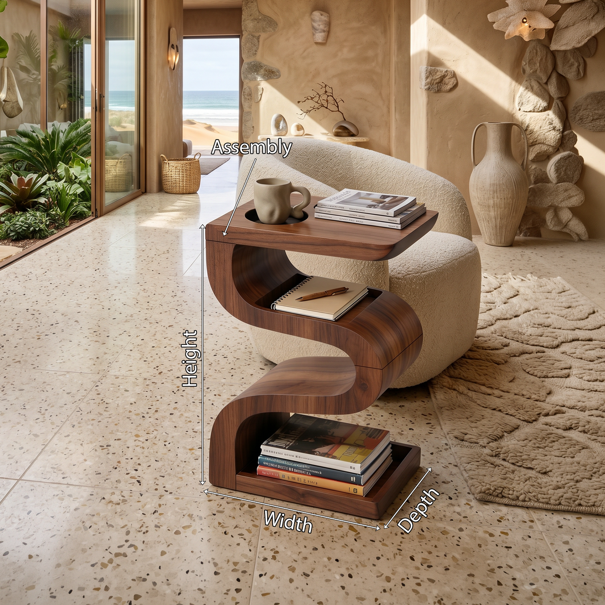Minimalist Sculptural Side Table For Contemporary Living Space