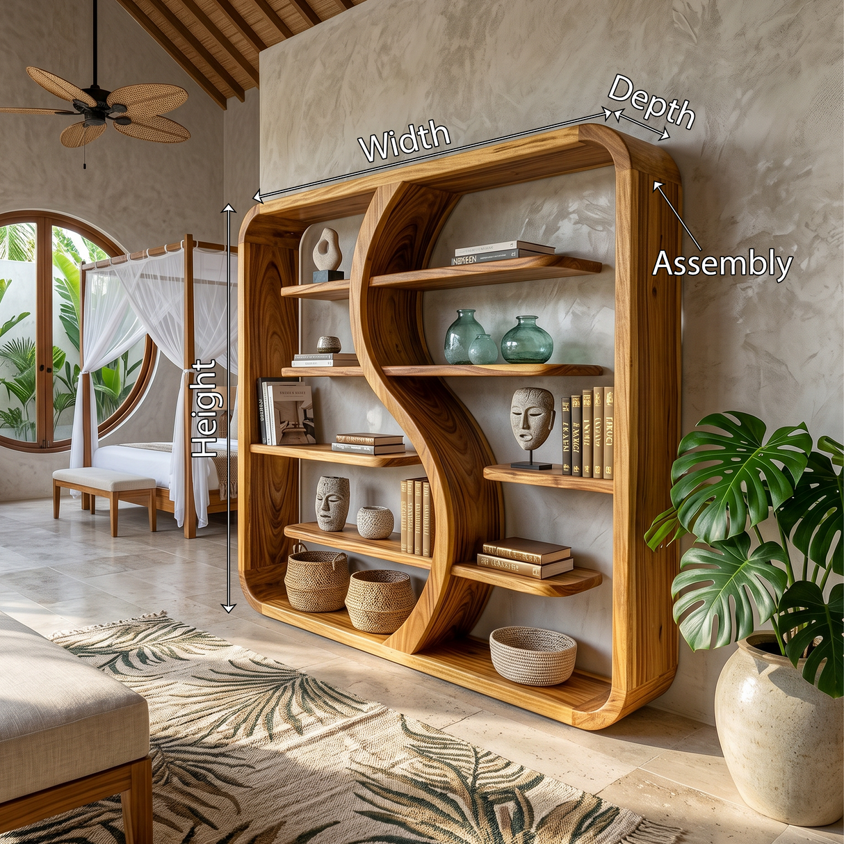 Organic Solid Wood Bookcase For Nature Inspired Homes