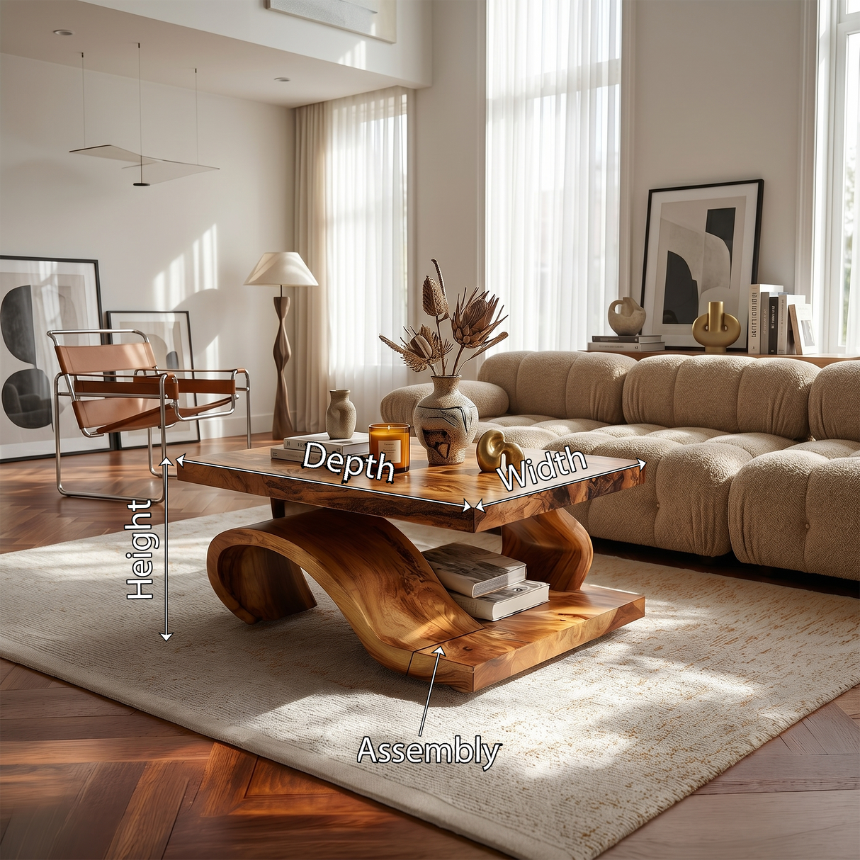 Organic Wood Coffee Table For Modern Lounge