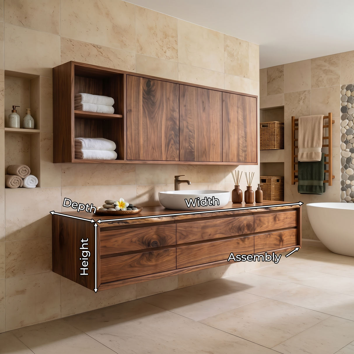 Floating Wooden Vanity Cabinet With Storage Master Bathroom
