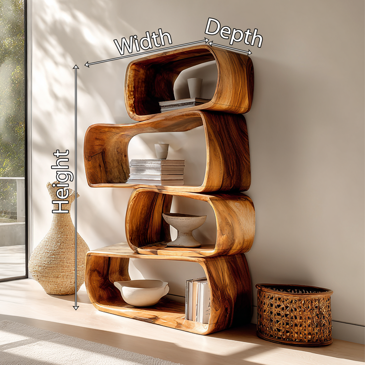 Rustic Farmhouse Abstract Bookshelf Apartment Living Space