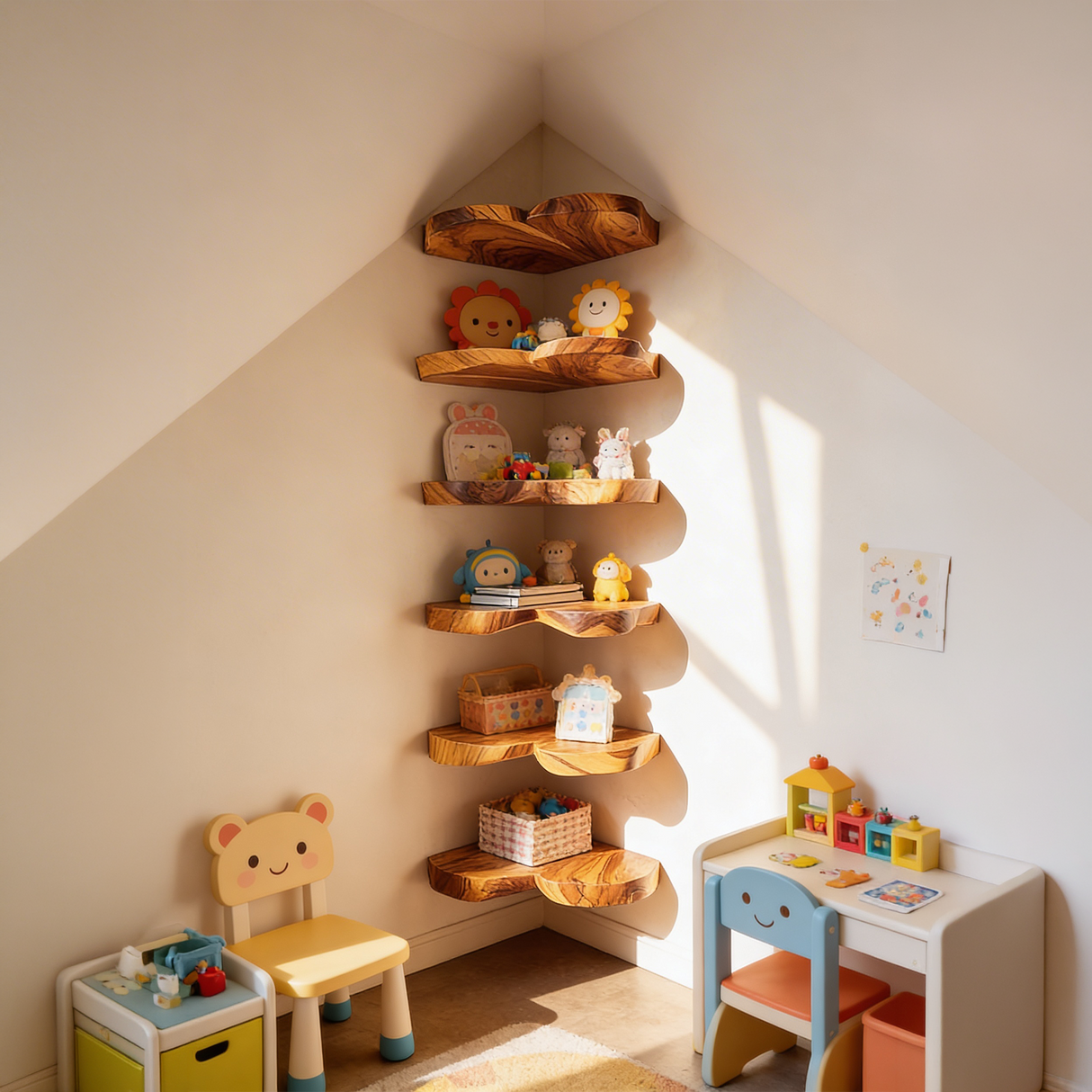 Rustic Leaf Floating Shelf Kitchen Wall Organizer Display