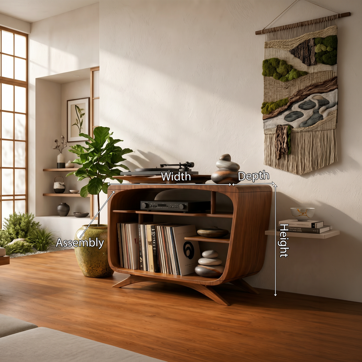 Mid Century Record Player Stand For Lounge Corner Space