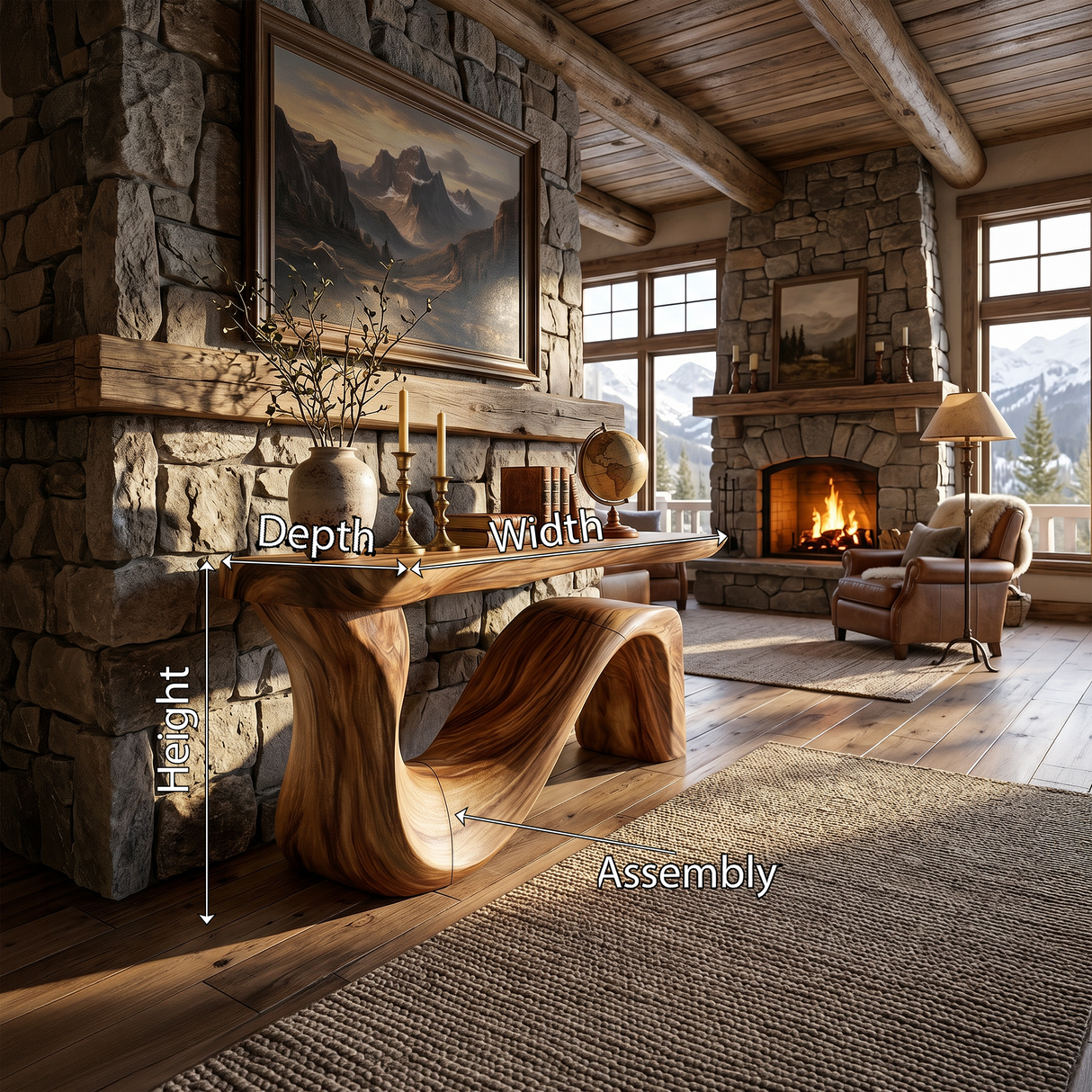 Rustic Wooden Console Table For Mountain Cabin Furniture