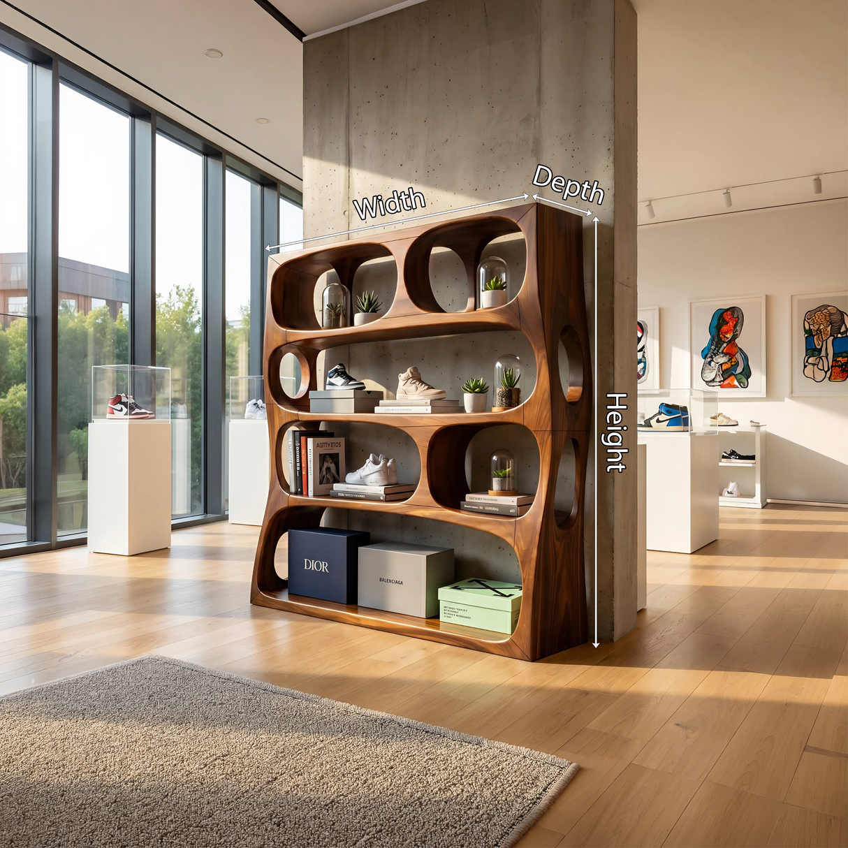 Farmhouse Sculptural Bookshelf Storage Organizer For Home Office