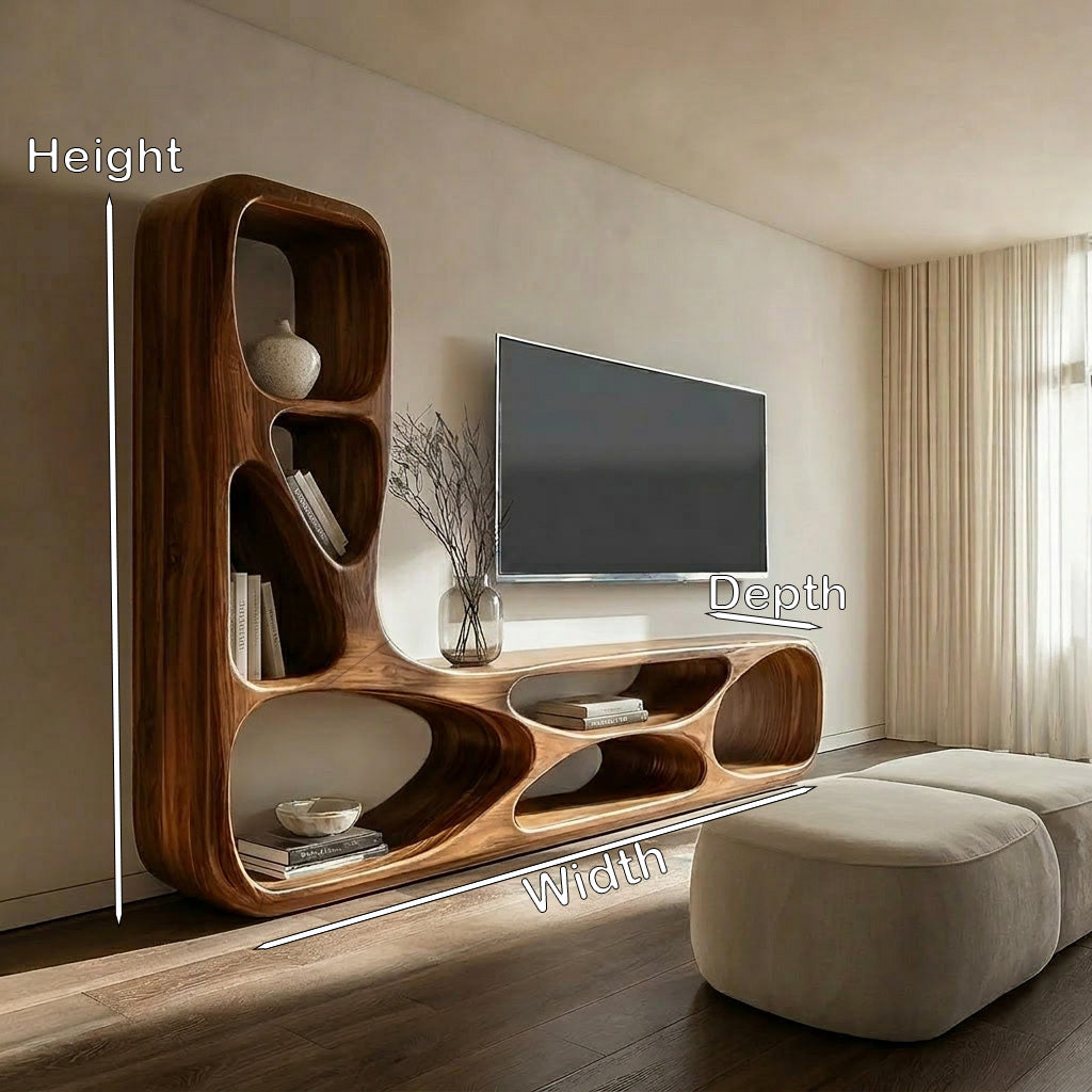 Organic Natural Wood TV Wall Unit For Living Room