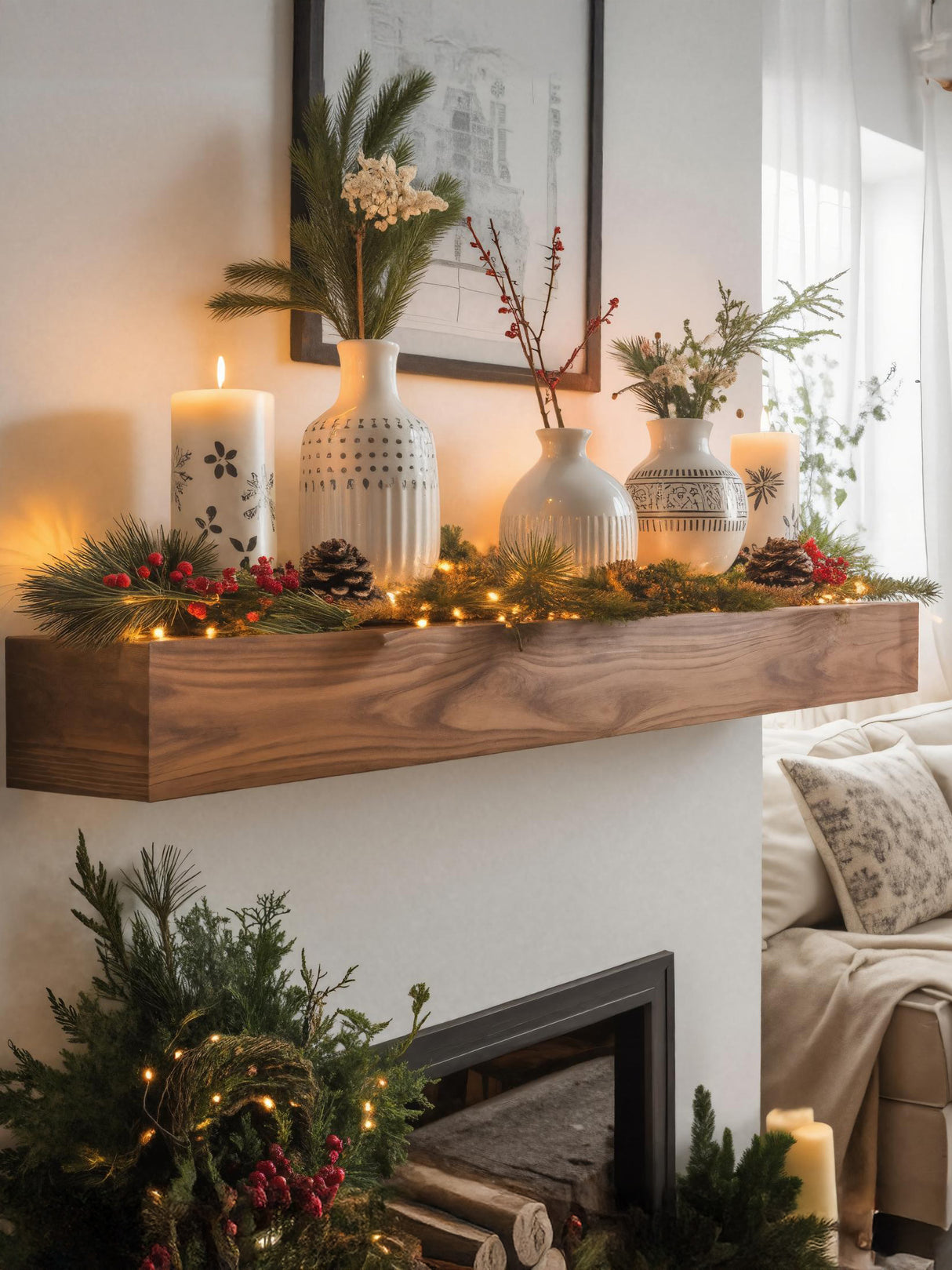 Rustic Fireplace Mantel Shelf For Living Room Or Holiday