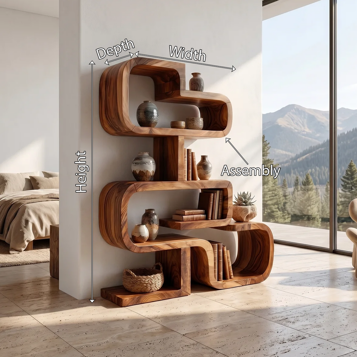 Handcrafted Sculptural Wooden Storage Unit For Spa Decor