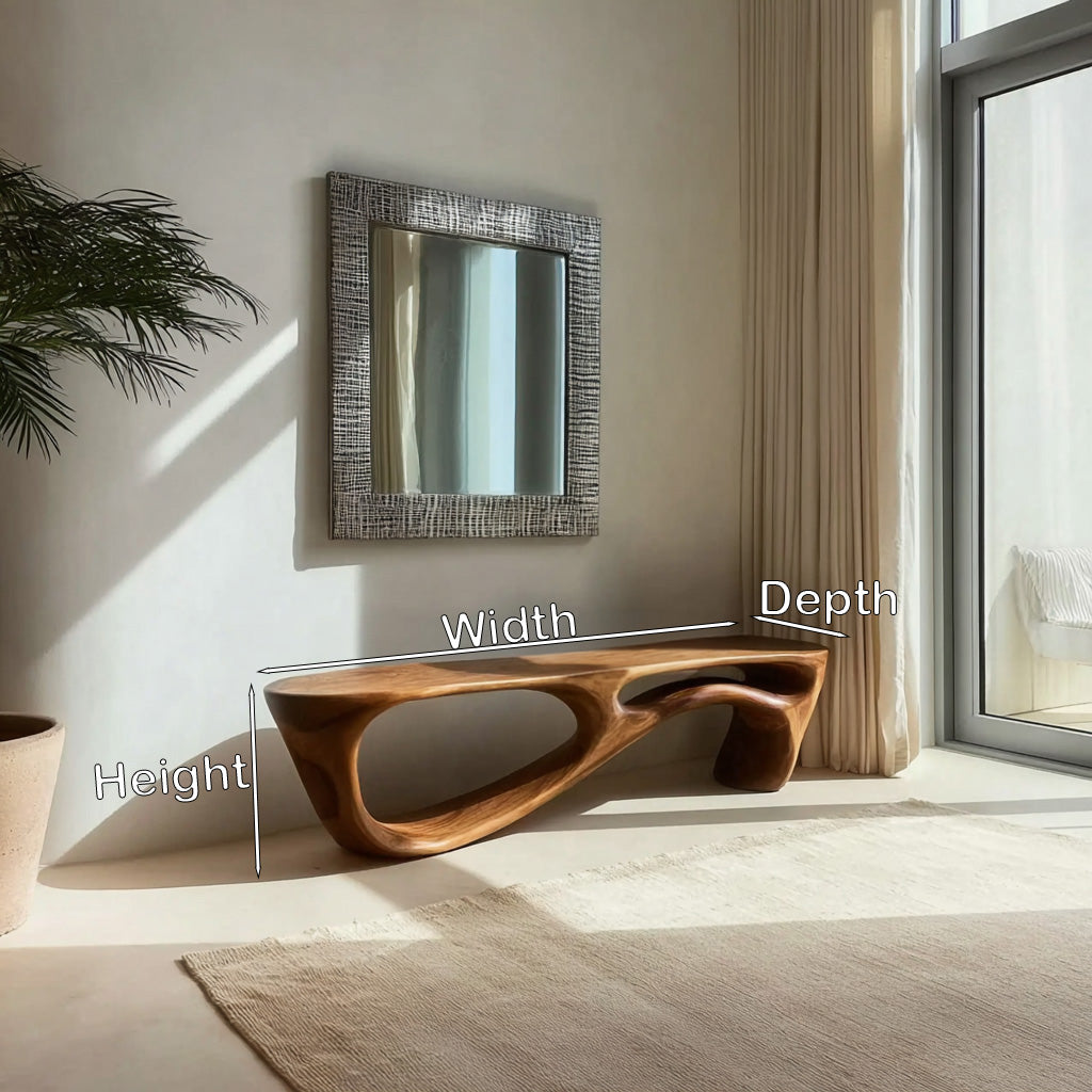 Modern Organic Natural Wood Bench For Entryway Decor