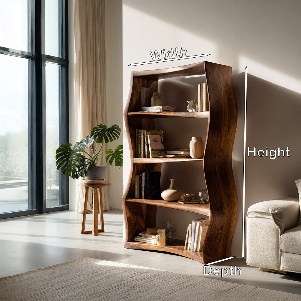 Elegant Natural Wood Bookshelf For Living Room Storage