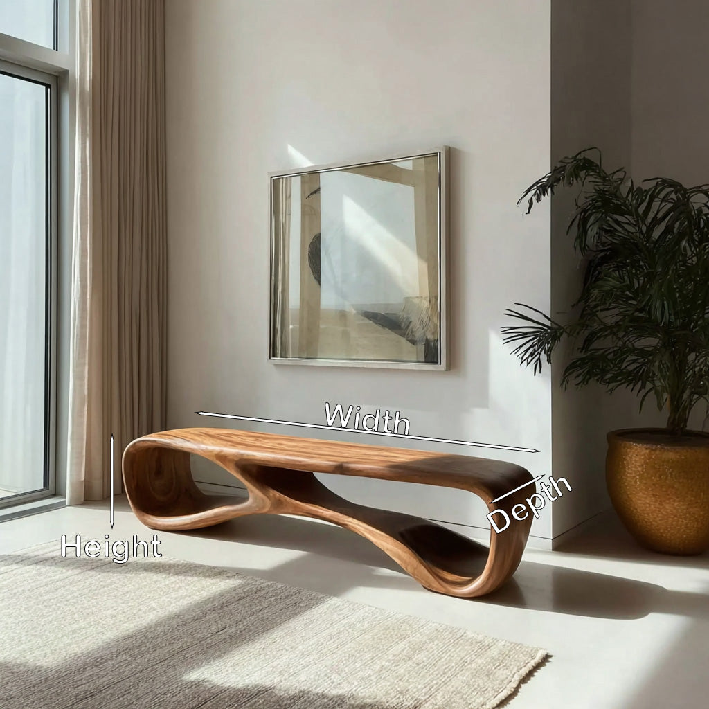 Artistic Natural Wood Bench For Modern Home Decor