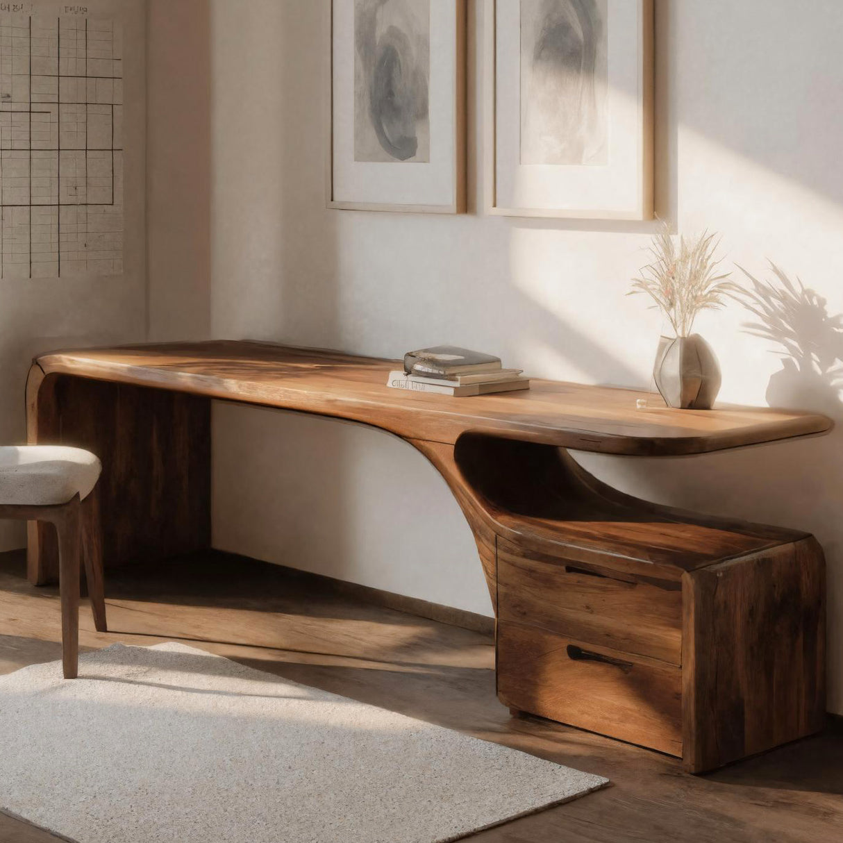 Organic Desk With Drawer Storage For Home Office