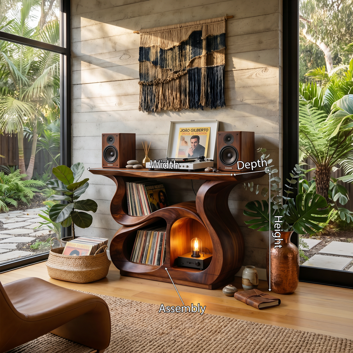Modern Record Storage Cabinet For Music Lounge Space