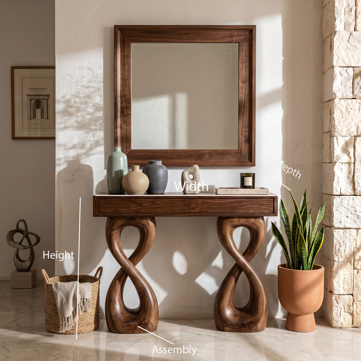 Wooden Console Table With Two-Figure-8 Base For Modern Interior