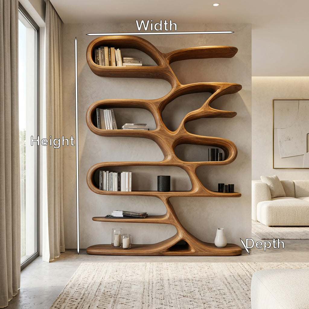Contemporary Wooden Bookcase For Minimalist Living Room Decor