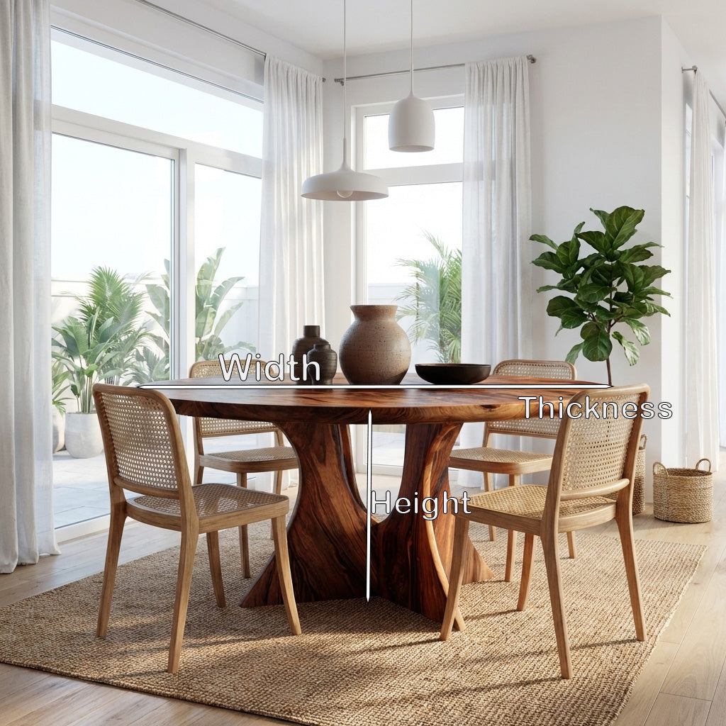 Organic Round Wooden Dining Table For Dining Room