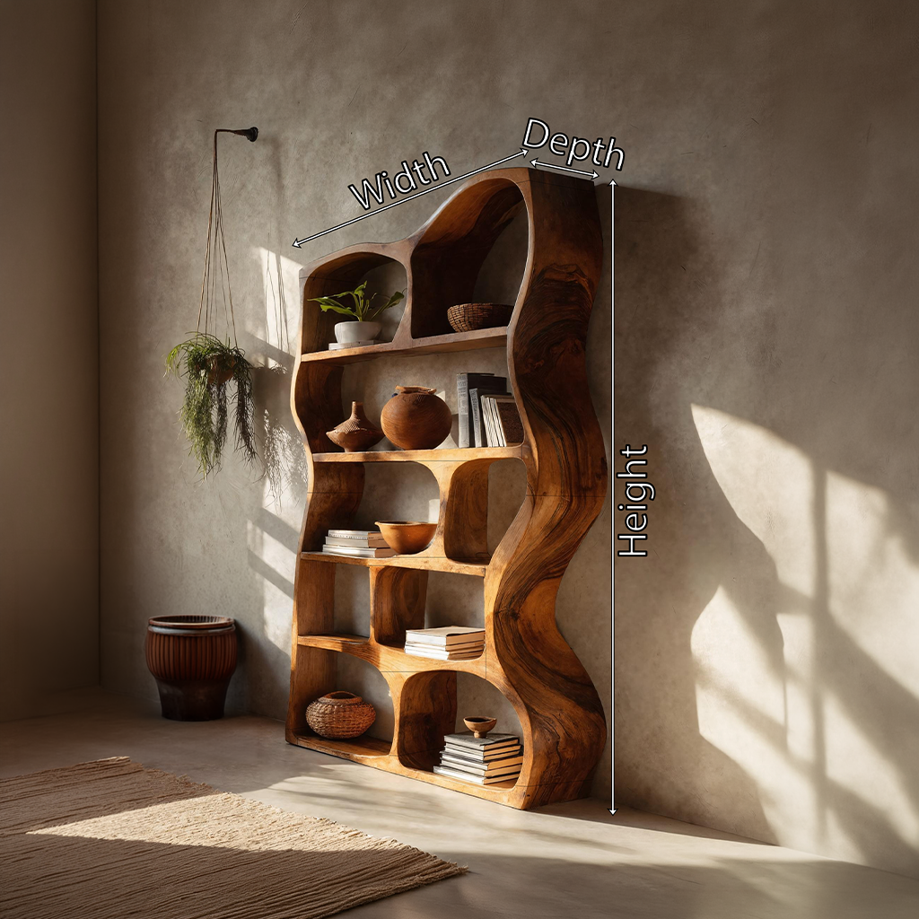 Mid Century Modern Sculptural Bookshelf Living Room Display
