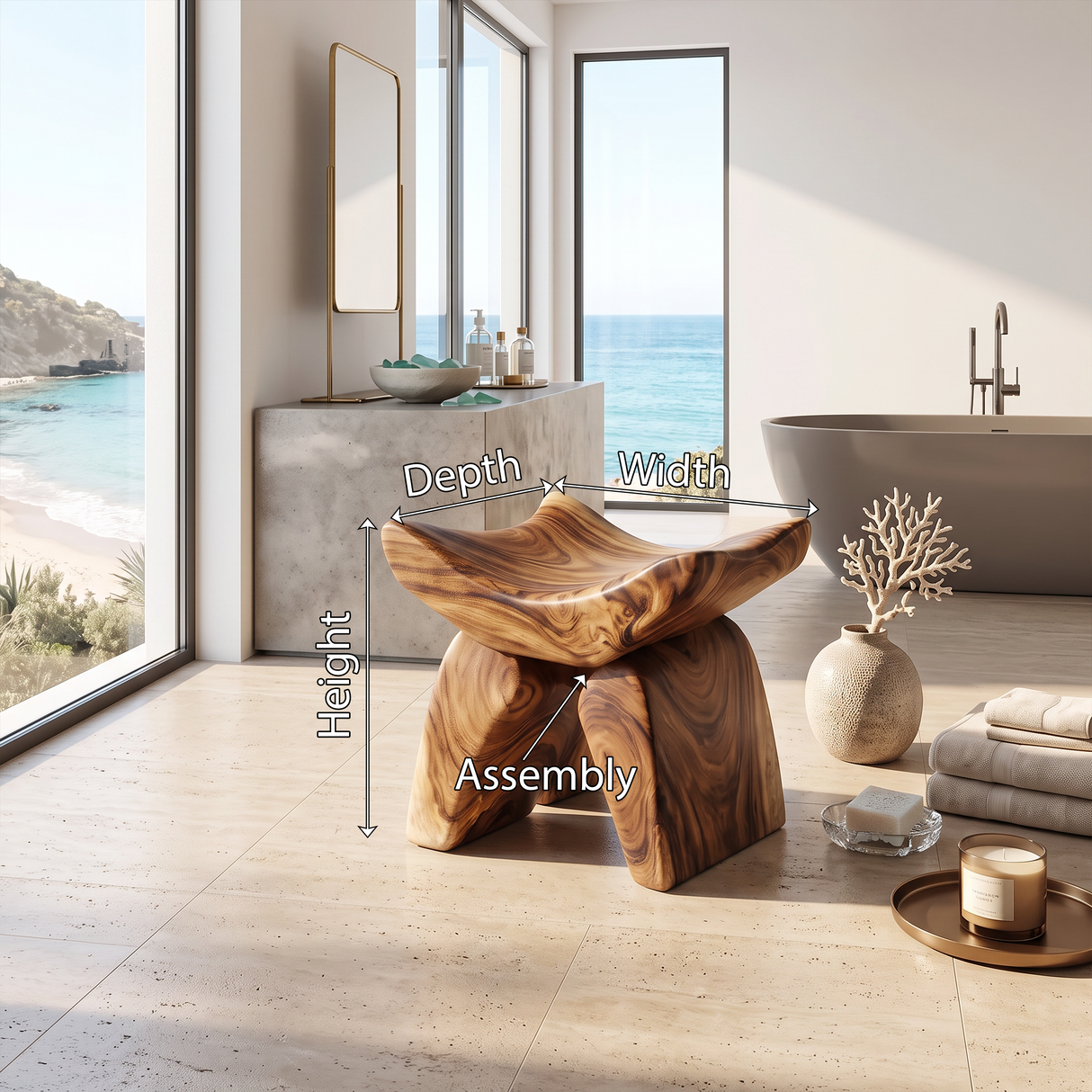 Handcrafted Shower Bench For Spa-Style Bathroom Decor