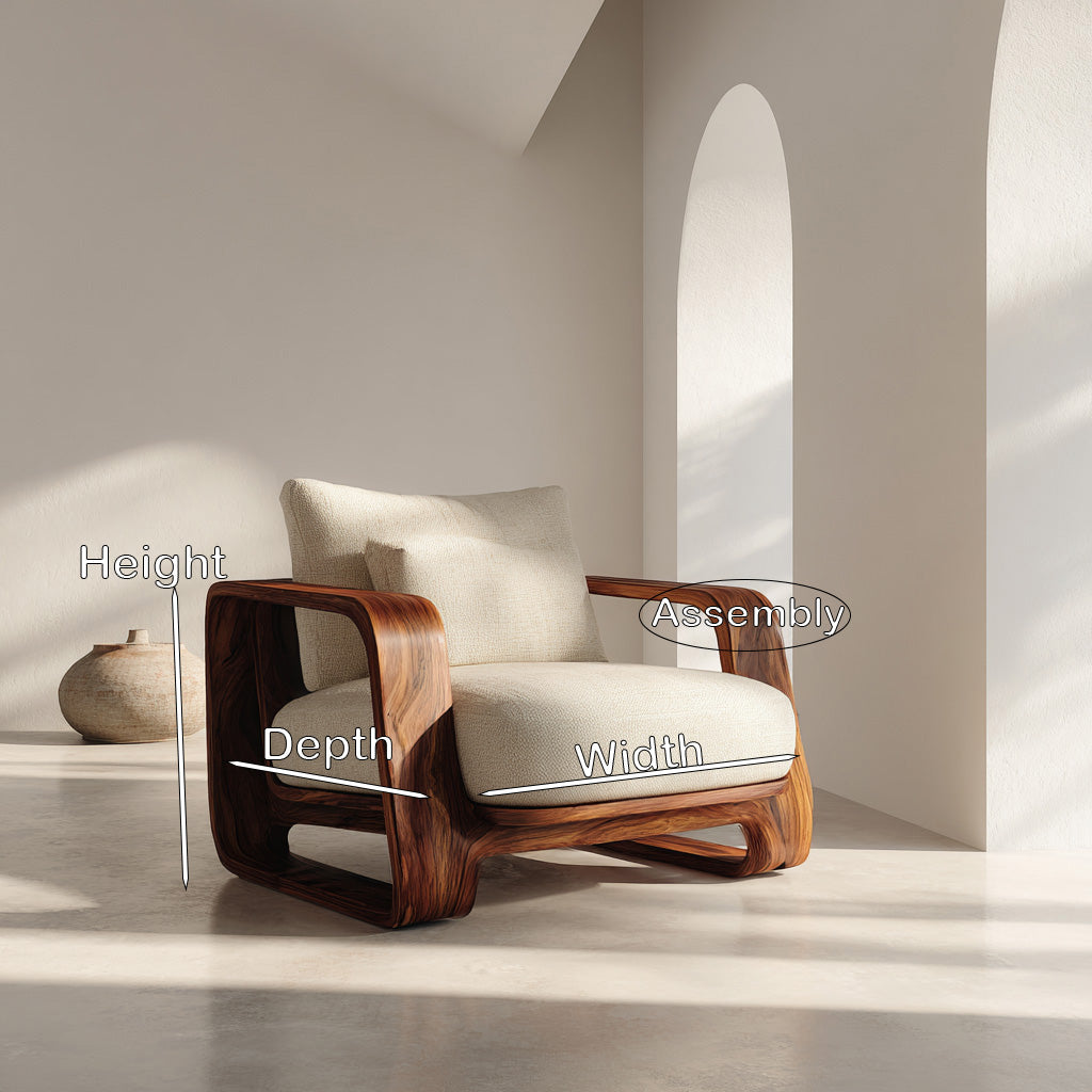 Organic Wooden Wide Armchair For Living Room
