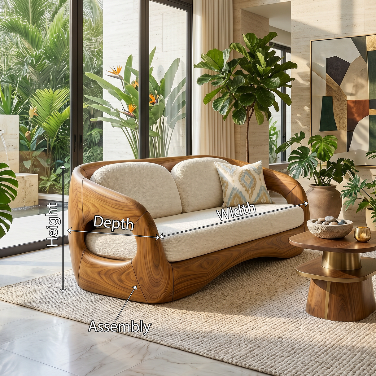 Tropical Modern Wooden Sofa For Resort Style Living Space
