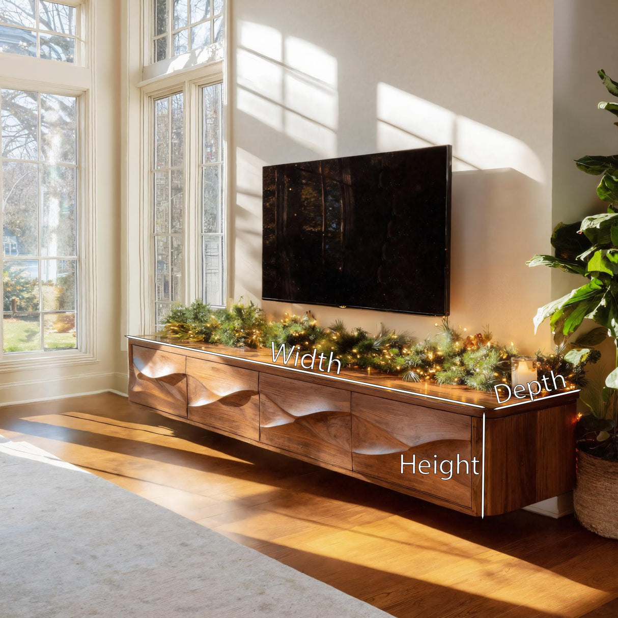 Modern Floating TV Console For Holiday Decor