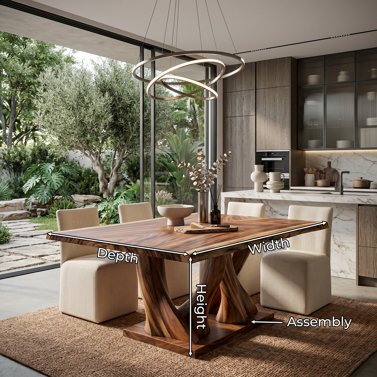 Modern Live Edge Kitchen Table For Garden Villa
