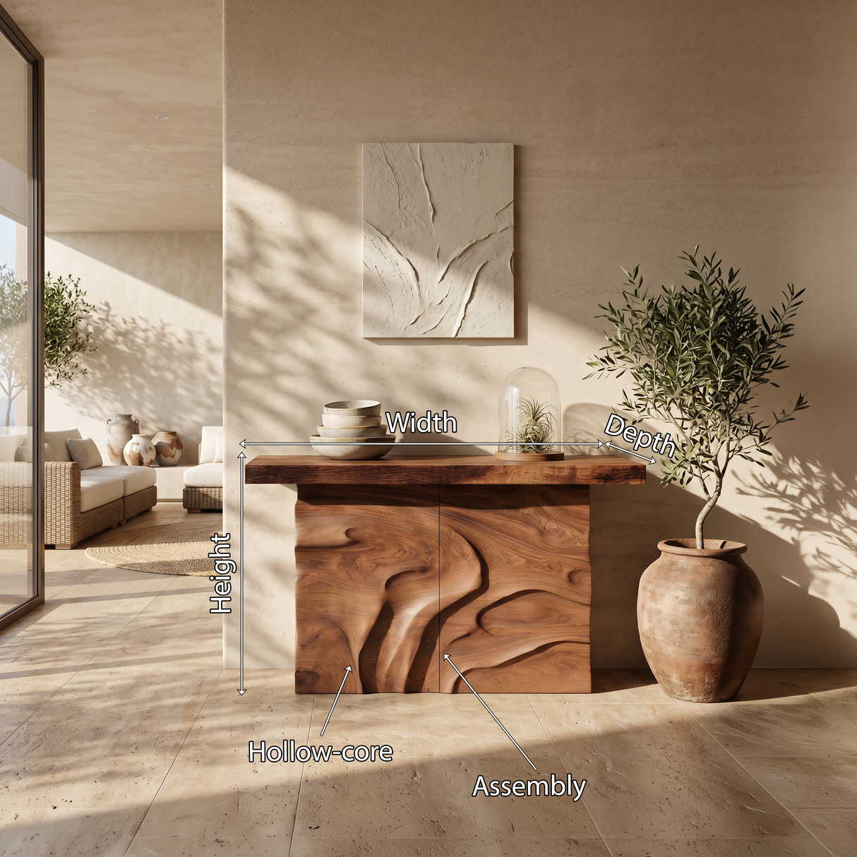 Modern Textured Edge Display Table For Contemporary Living Space