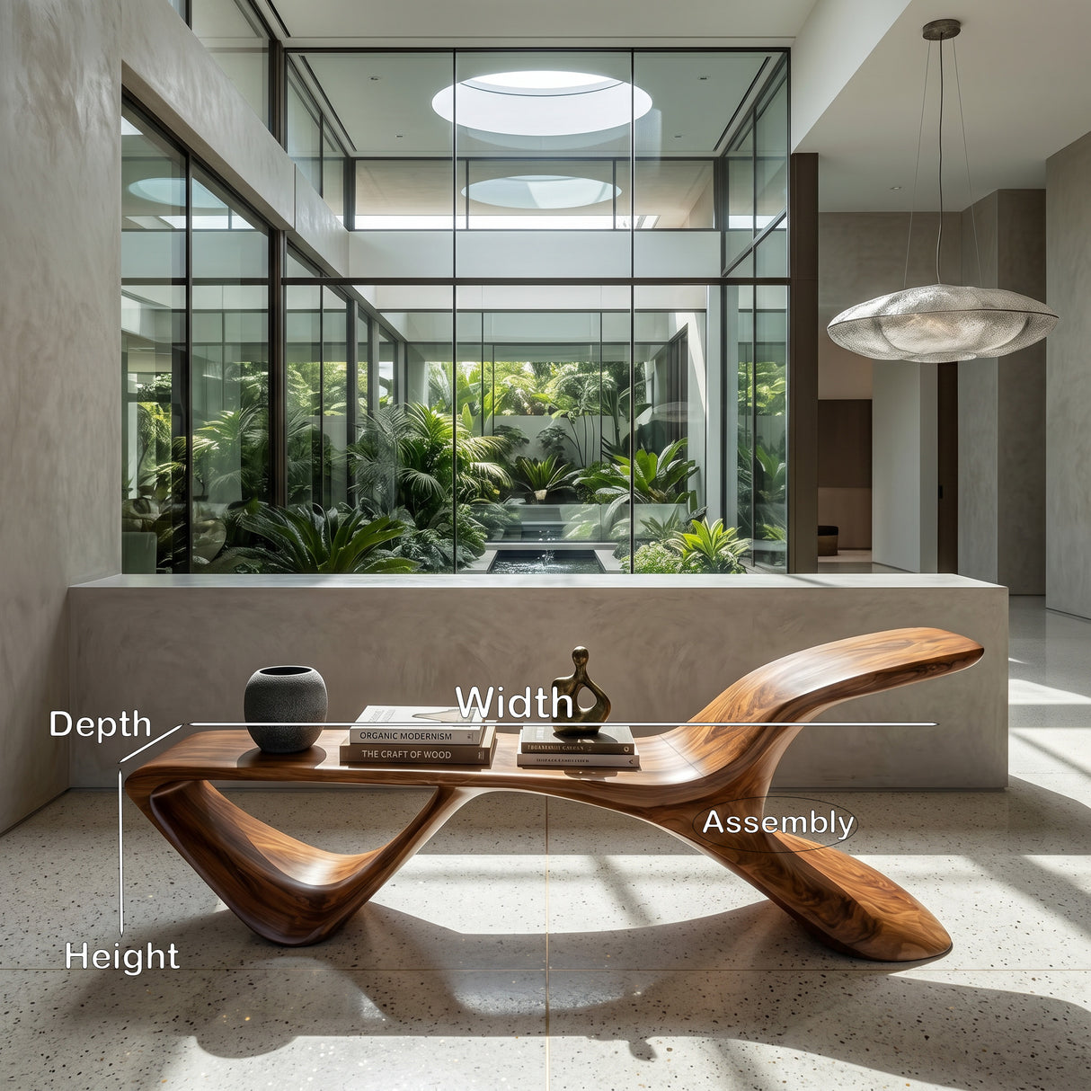Organic Modern Curved Bench For Living Room Or Entryway