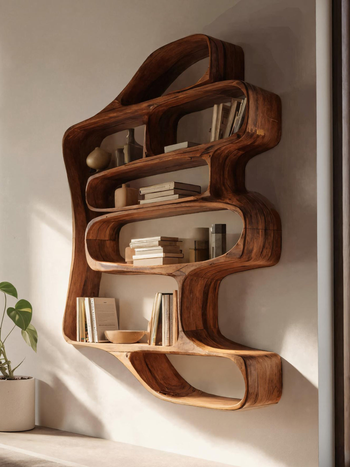 Sculptural Floating Bookshelf For Living Room Or Bedroom