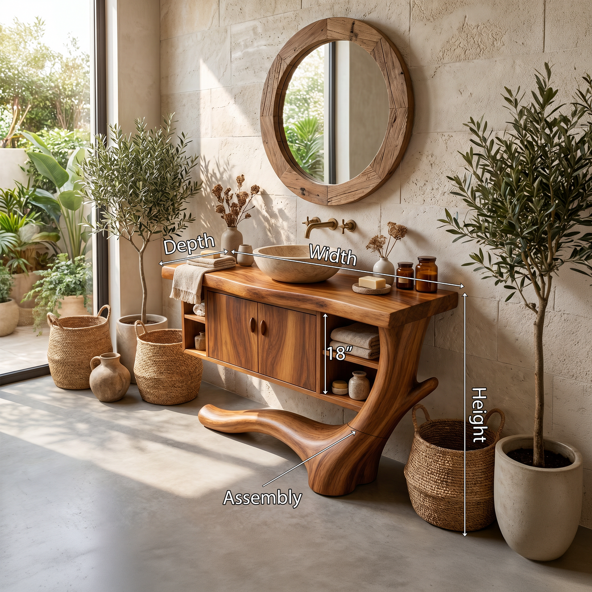 Minimalist Floating Vanity With Side Shelf For Apartment