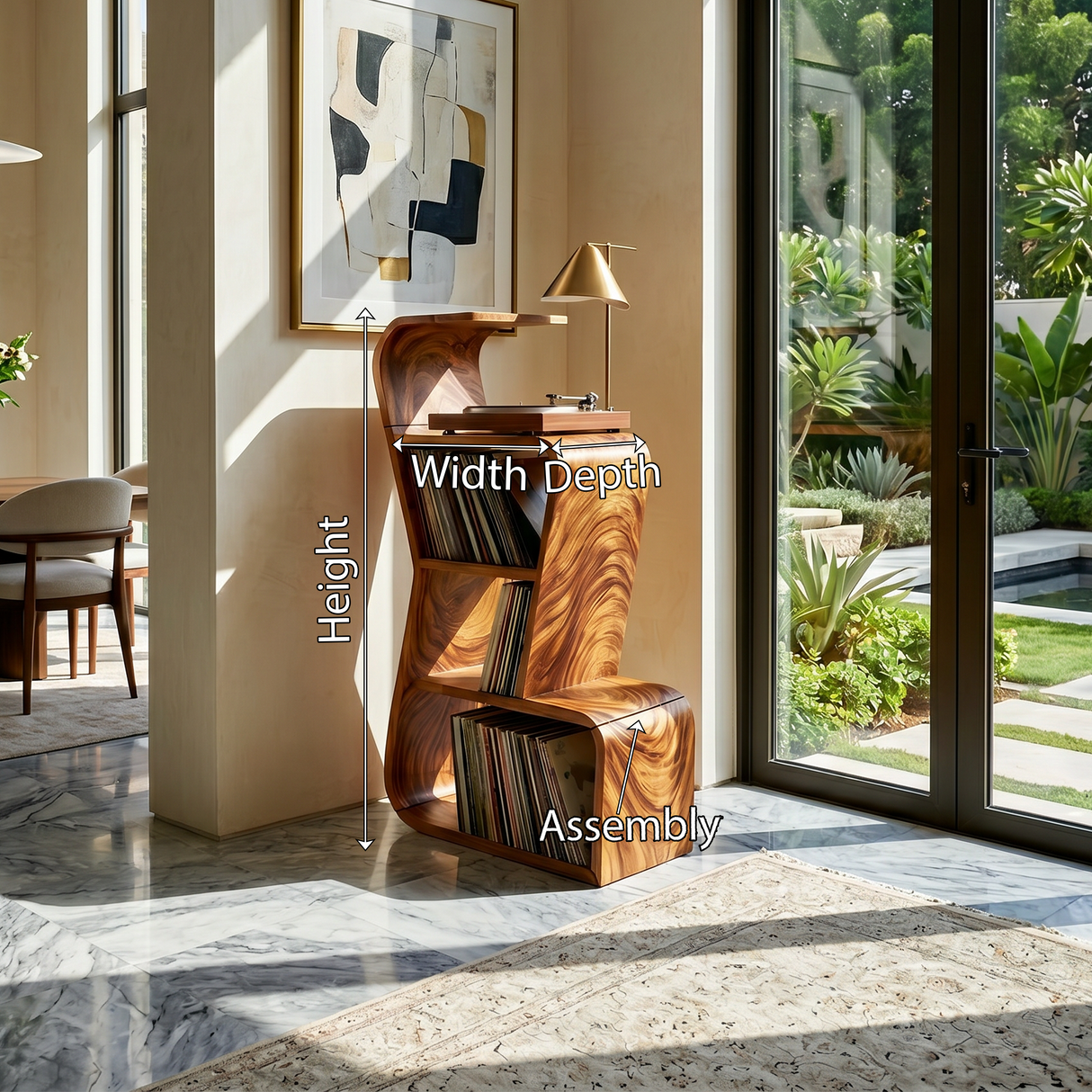 Modern Sculptural Vinyl Record Stand Luxury Residence