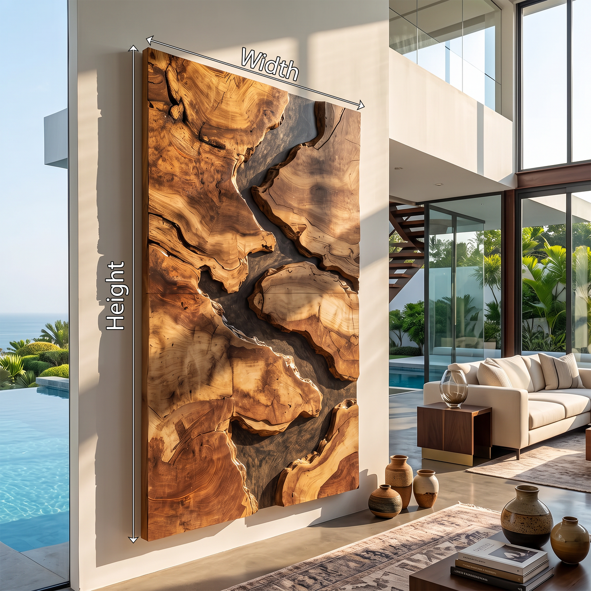 Mid Century Solid Wood Wall Sculpture For Living Room