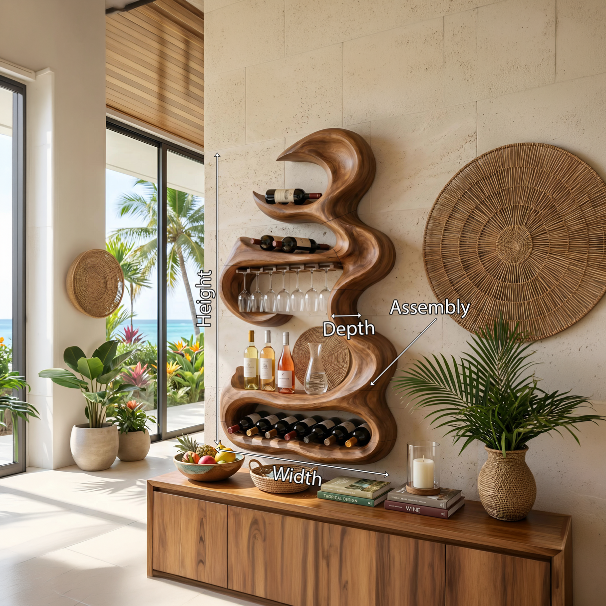 Rustic Landscape Bottle Display For Entertaining Space