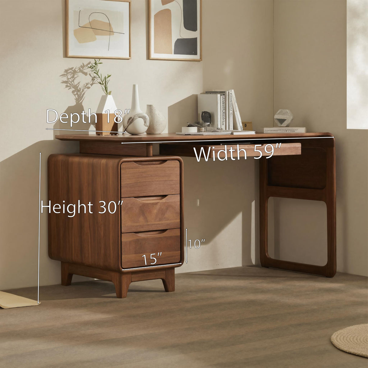 Minimalist Writing Desk With Drawers For Home Office