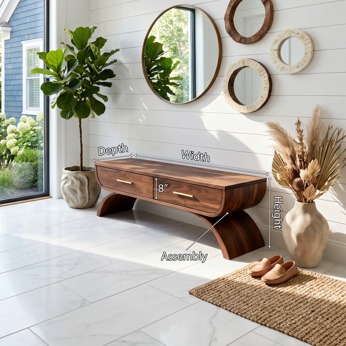 Contemporary Storage Bench With Drawer For Mudroom Interior Area