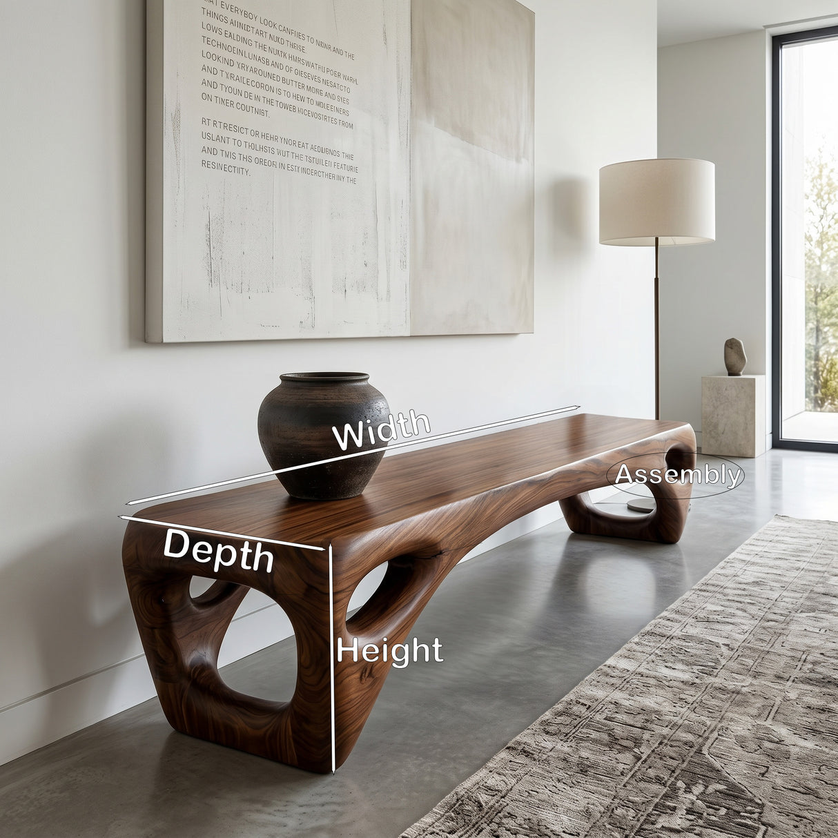 Modern Open Base Bench For Living Room