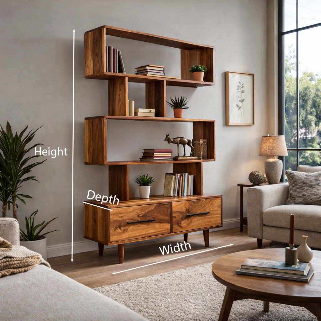 Minimal Natural Wood Bookshelf With Tiers For Home Decor