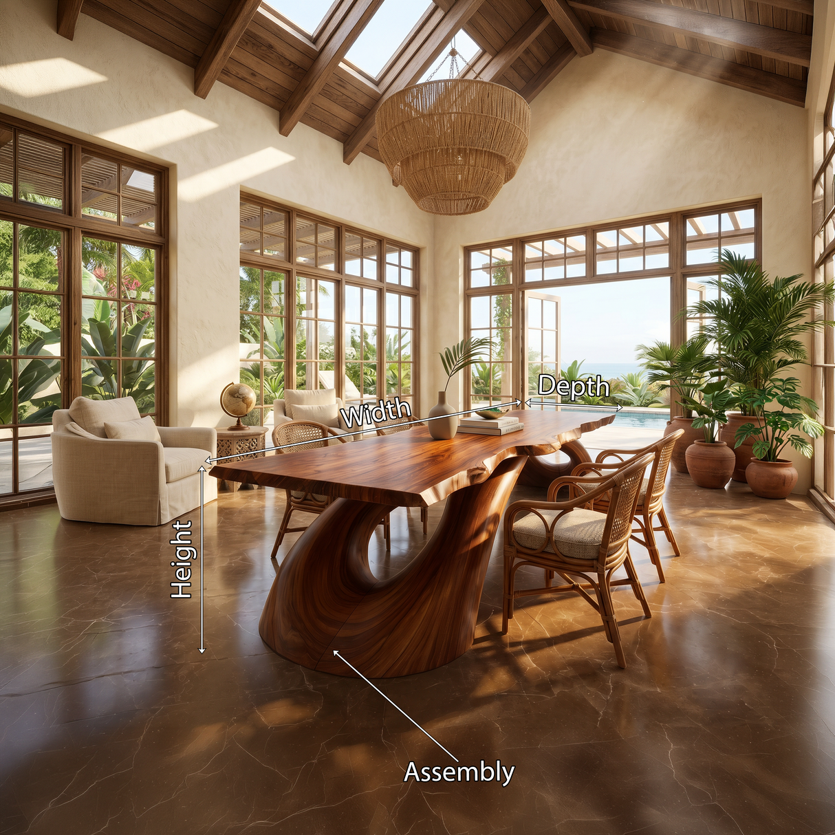Modern Live Edge Dining Table For Open Concept Dining