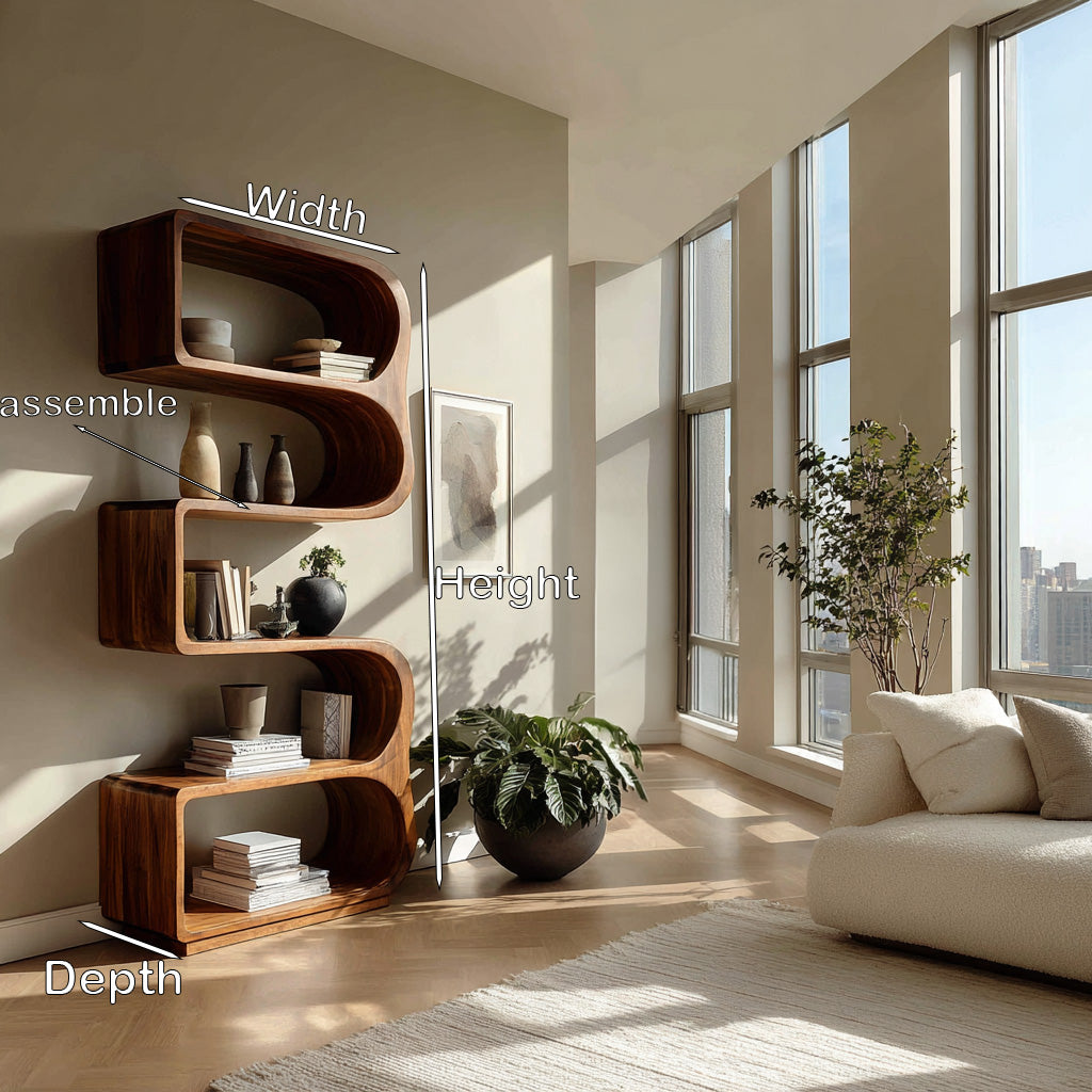 Minimalist Wooden Standing Shelf For Sunlit Living Room