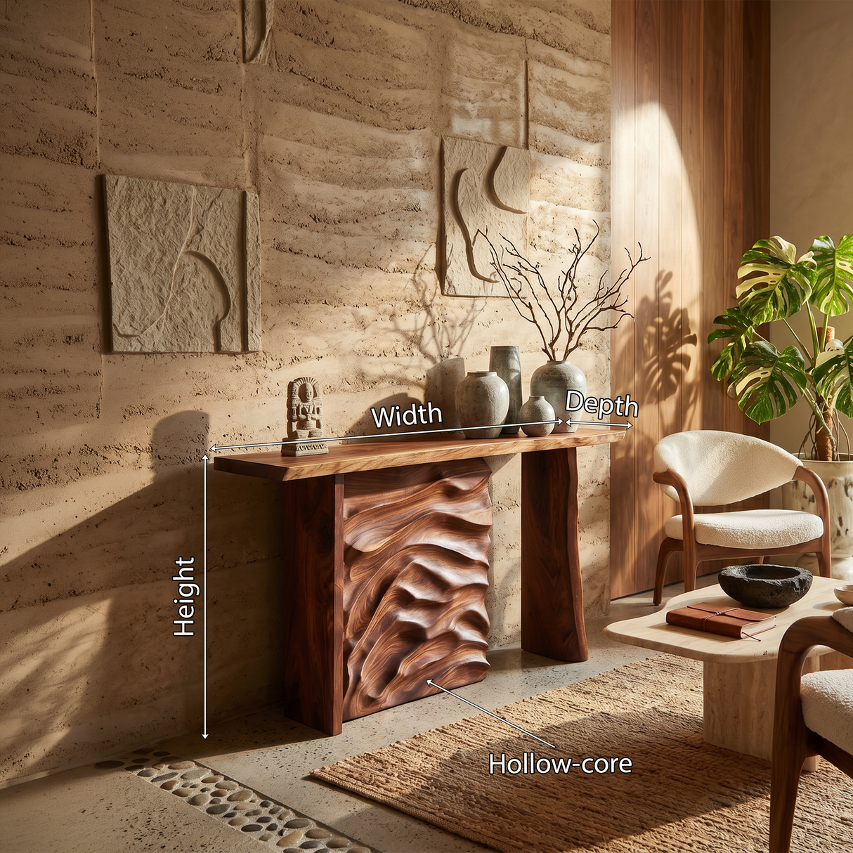 Scandinavian Organic Edge Hall Table For Resort Interior Space