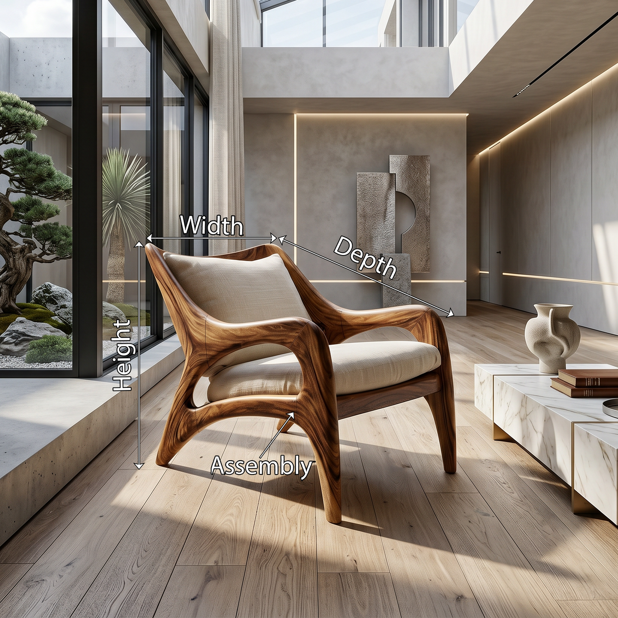 Contemporary Wooden Lounge Chair for Refined Porch Living